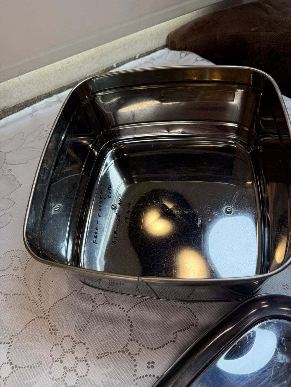 Vtg MCM Lincoln Beautyware Chrome Stainless Steel Cake Carrying Case Handle Rare - Picture 16 of 16